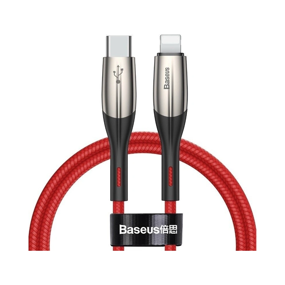 Hurtownia GSM - Kabel USB-C do Lightning Baseus Horizontal Power Delivery, dioda LED, 1m (czerwony) - BSU984RED - {ean13} - Hurt