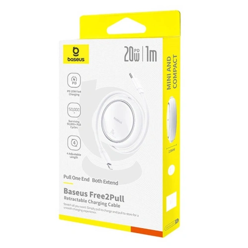 Kabel Baseus Free2Pull USB-C / Lightning 20W 1m (biały) - USB-C - Lightning - Baseus