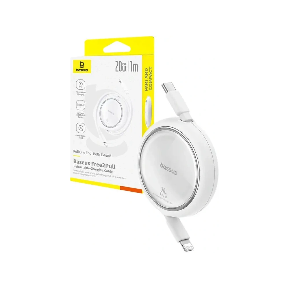 Hurtownia GSM - Baseus Free2Pull USB-C / Lightning kábel 20W 1m (fehér) - BSU8868 - {ean13} - Hurt