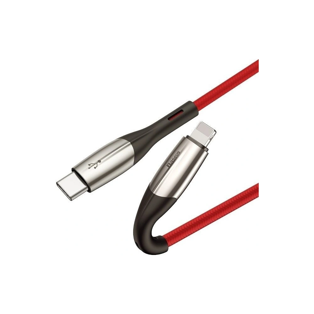 Hurtownia GSM - Kabel USB-C do Lightning Baseus Horizontal Power Delivery, dioda LED, 1m (czerwony) - BSU984RED - {ean13} - Hurt