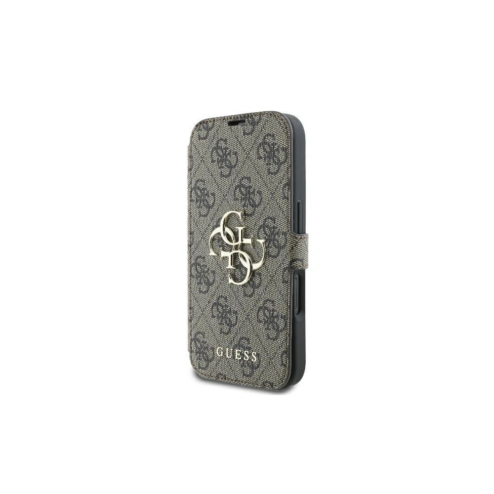 Hurtownia GSM - Etui Guess GUBKP16S4GMGBR Apple iPhone 16 book 4G Metal Logo brązowy - GUE3597 - {ean13} - Hurt