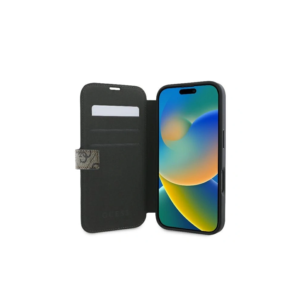 Hurtownia GSM - Etui Guess GUBKP16S4GMGBR Apple iPhone 16 book 4G Metal Logo brązowy - GUE3597 - {ean13} - Hurt