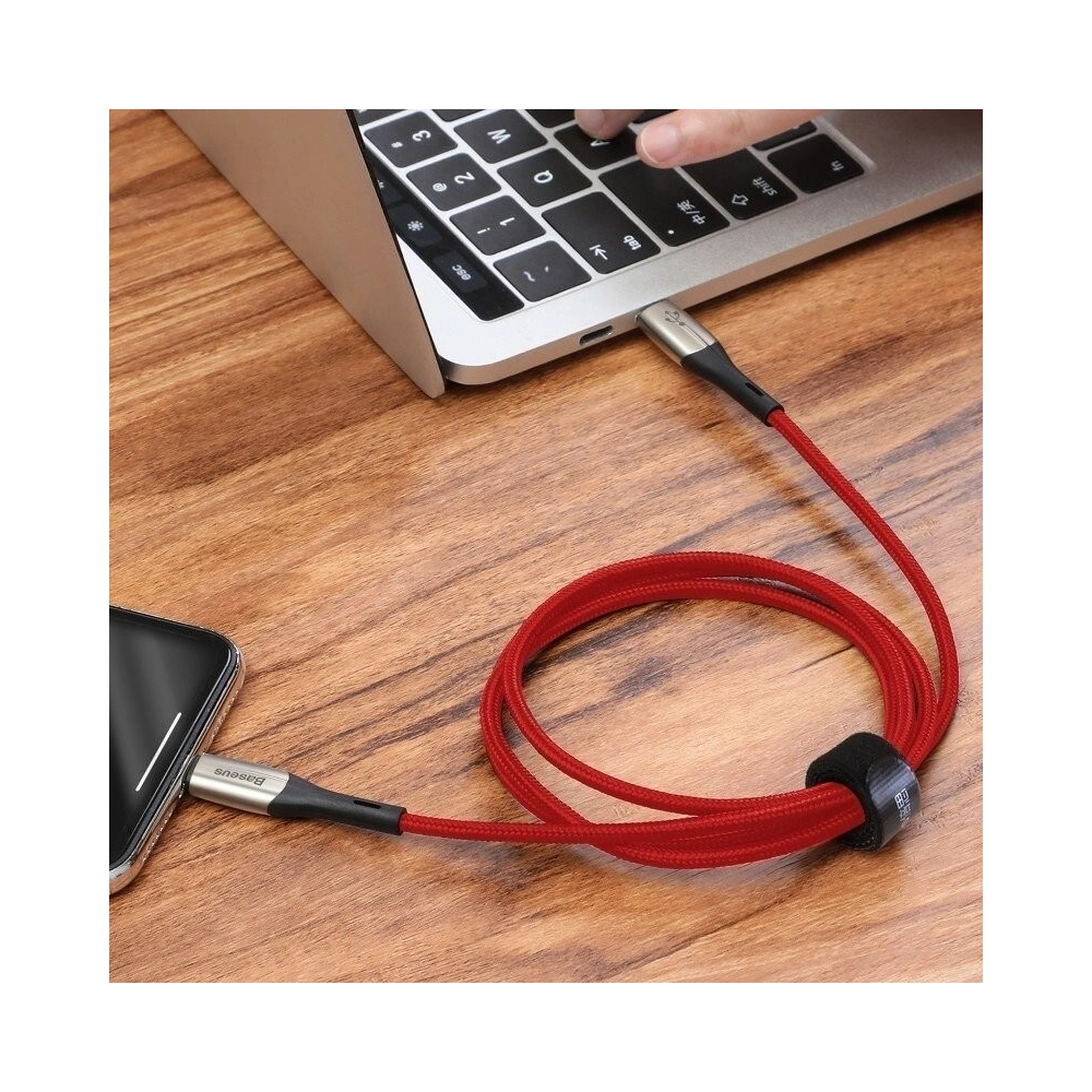 Hurtownia GSM - Kabel USB-C do Lightning Baseus Horizontal Power Delivery, dioda LED, 1m (czerwony) - BSU984RED - {ean13} - Hurt