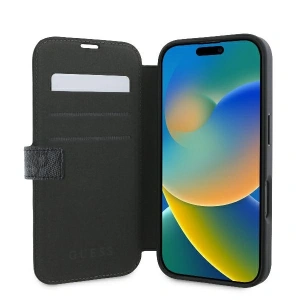 Etui Guess GUBKP16S4GMGGR Apple iPhone 16 book 4G Metal Logo czarny - iPhone 16 - Guess