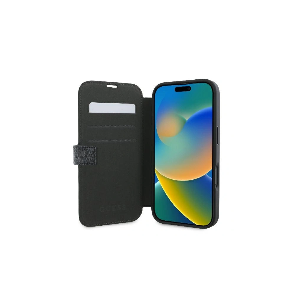 Hurtownia GSM - Etui Guess GUBKP16S4GMGGR Apple iPhone 16 book 4G Metal Logo czarny - GUE3598 - {ean13} - Hurt