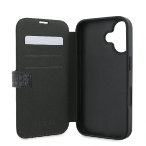 Etui Guess GUBKP16S4GMGGR Apple iPhone 16 book 4G Metal Logo czarny - iPhone 16 - Guess