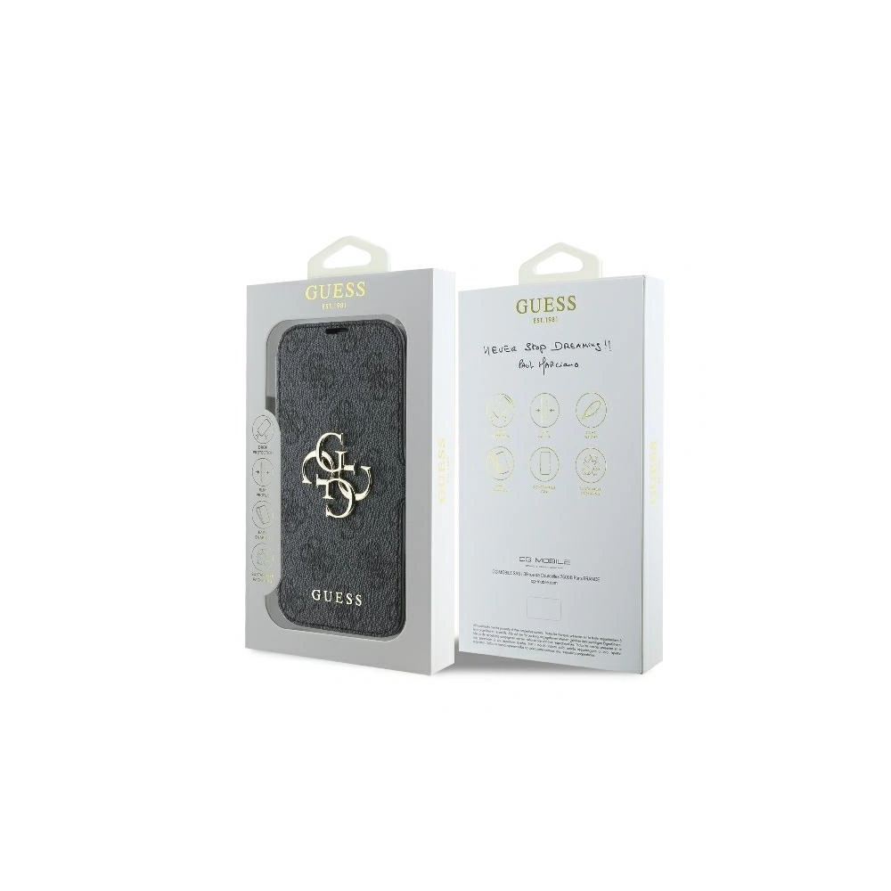 Hurtownia GSM - Etui Guess GUBKP16S4GMGGR Apple iPhone 16 book 4G Metal Logo czarny - GUE3598 - {ean13} - Hurt