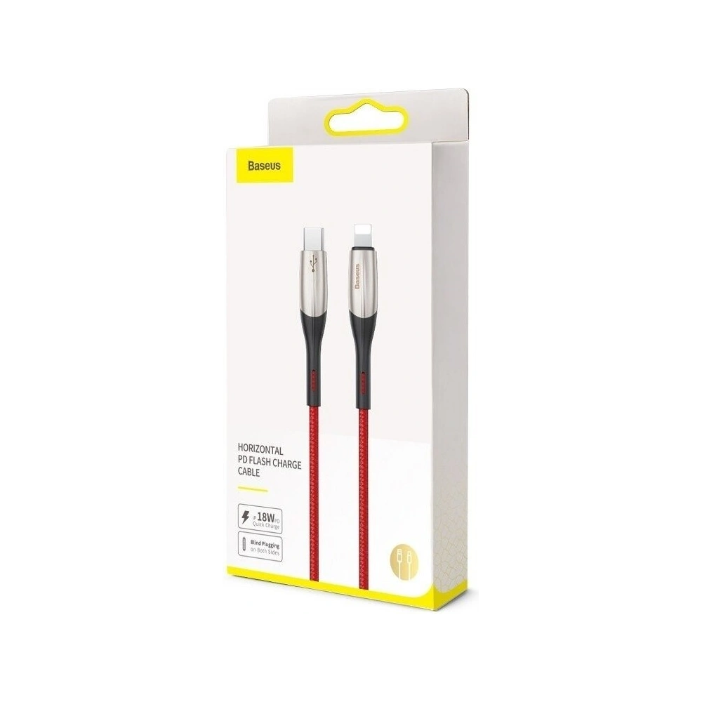 Hurtownia GSM - Kabel USB-C do Lightning Baseus Horizontal Power Delivery, dioda LED, 1m (czerwony) - BSU984RED - {ean13} - Hurt