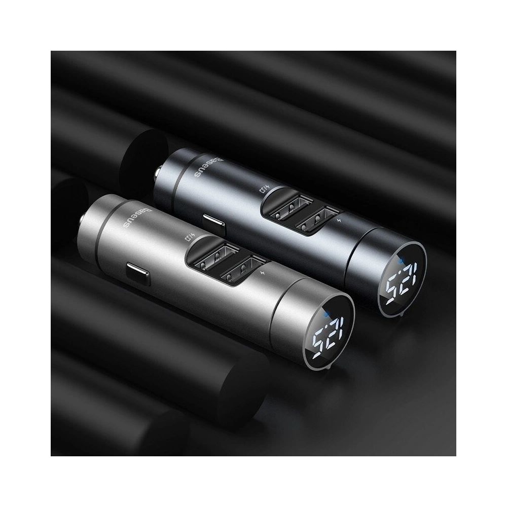 Hurtownia GSM - Transmiter FM Baseus Energy Column, Bluetooth 5.0, 2x USB, 3.1A (szary) - BSU988GRY - {ean13} - Hurt