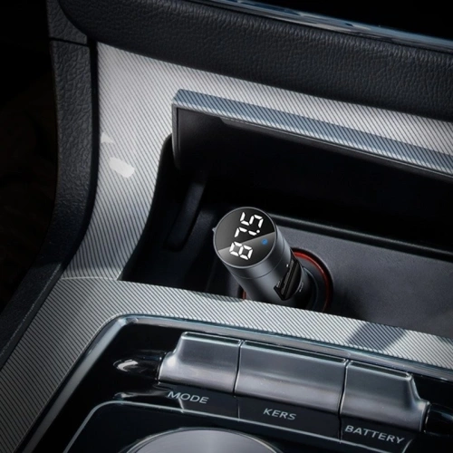 Transmiter FM Baseus Energy Column, Bluetooth 5.0, 2x USB, 3.1A (szary)