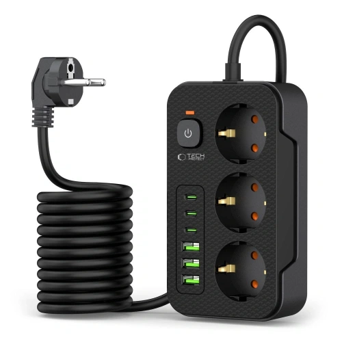 Listwa zasilająca Tech-Protect PC3X6 Power Socket 3xUSB-A, 3xUSB-C, 3xAC 200cm Black - Listwy zasilające - Tech-Protect