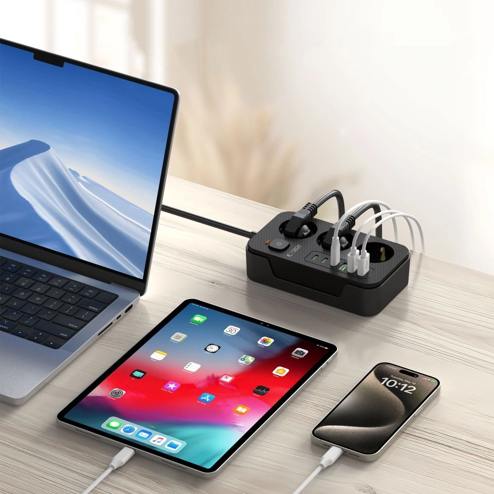 Hurtownia GSM - Tech-Protect PC3X6 Áramellátó 3xUSB-A, 3xUSB-C, 3xAC 200cm Fekete - THP3154 - {ean13} - Hurt