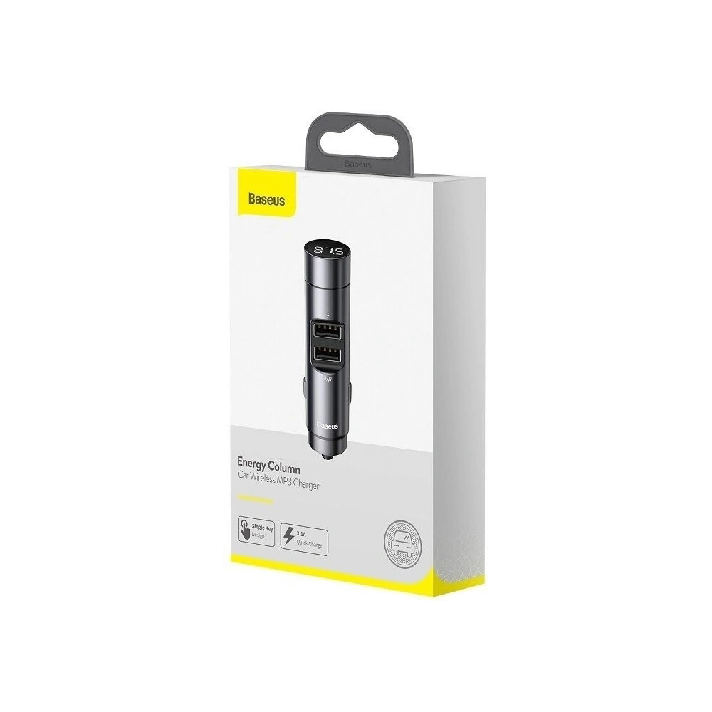 Hurtownia GSM - Transmiter FM Baseus Energy Column, Bluetooth 5.0, 2x USB, 3.1A (szary) - BSU988GRY - {ean13} - Hurt