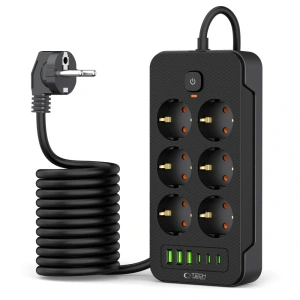 Wholesale Tech-Protect PC6X6 Power Strip 3xUSB-A, 3xUSB-C, 6xAC 200cm Black - THP3155 - {ean13} - Hurt