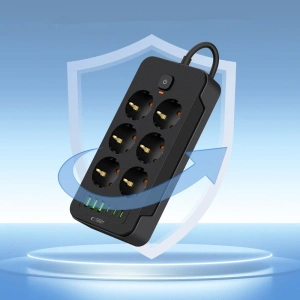 Wholesale Tech-Protect PC6X6 Power Strip 3xUSB-A, 3xUSB-C, 6xAC 200cm Black - THP3155 - {ean13} - Hurt