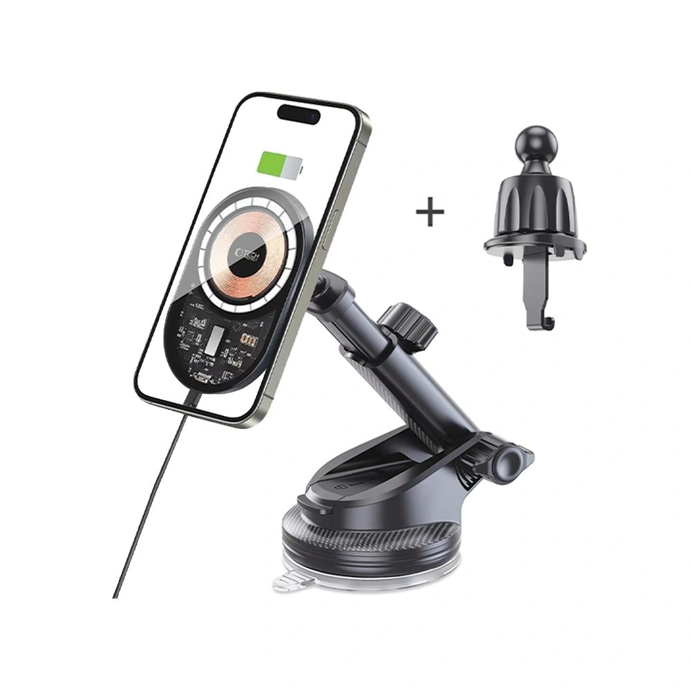 Hurtownia GSM - Tech-Protect MM15W-V6 Magnetic MagSafe Armaturenbrett- & Lüftungs-Mobiltelefonhalter Drahtloses Ladegerät 15W Schwarz - THP3159 - {ean13} - Hurt