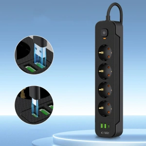 Wholesale Tech-Protect PCL4X3 Power Socket Long 2xUSB-A, USB-C, 4xAC 200cm Black - THP3160 - {ean13} - Hurt