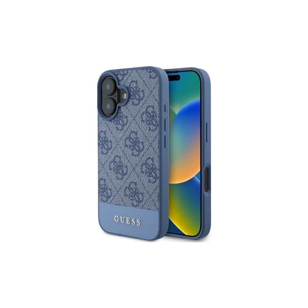 Guess GUHCP16SG4GLBL Apple iPhone 16 Hardcase 4G untere Streifen blau - iPhone 16 - Guess