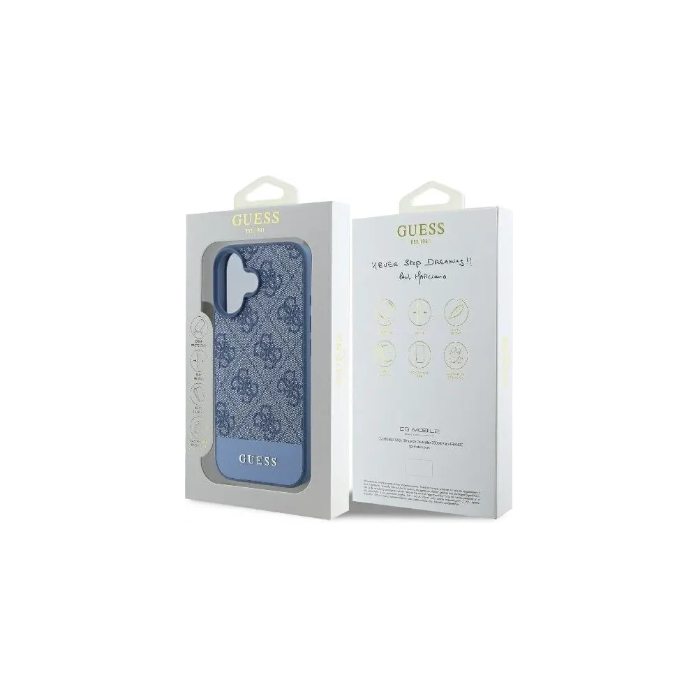 Guess GUHCP16SG4GLBL Apple iPhone 16 tvrdý obal 4G spodní pruh modrý - iPhone 16 - Guess