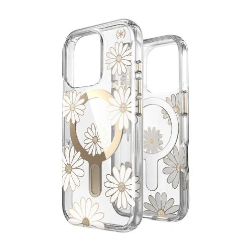 Etui Speck Presidio Lux ClickLock & MagSafe Apple iPhone 16 Pro (Sunshine Daisies / Clear / Gold) - iPhone 16 Pro - Speck