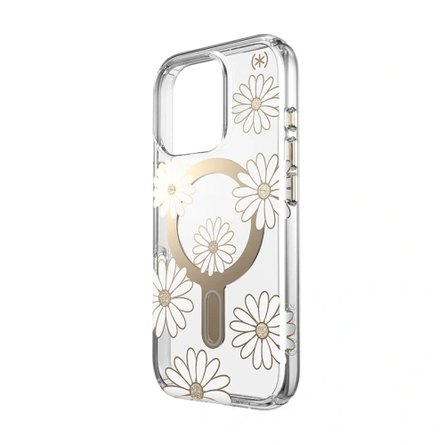 Etui Speck Presidio Lux ClickLock & MagSafe Apple iPhone 16 Pro (Sunshine Daisies / Clear / Gold) - iPhone 16 Pro - Speck