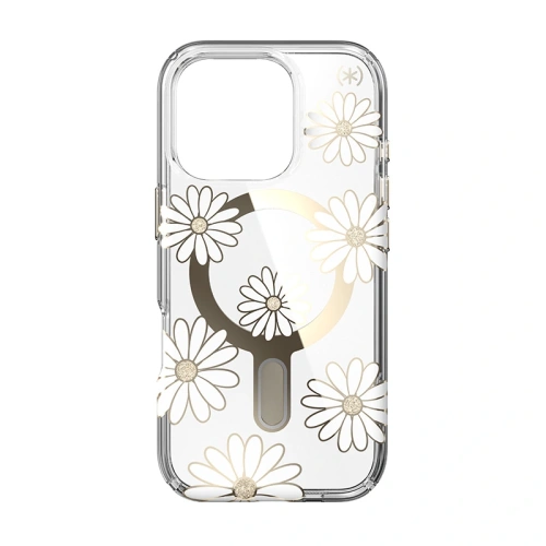 Etui Speck Presidio Lux ClickLock & MagSafe Apple iPhone 16 Pro (Sunshine Daisies / Clear / Gold) - iPhone 16 Pro - Speck