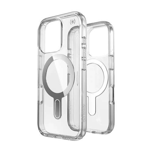 Etui Speck Presidio Perfect-Clear ClickLock & MagSafe Apple iPhone 16 Pro (Clear / Chrome Finish / Serene Silver) - iPhone 16 Pro - Speck