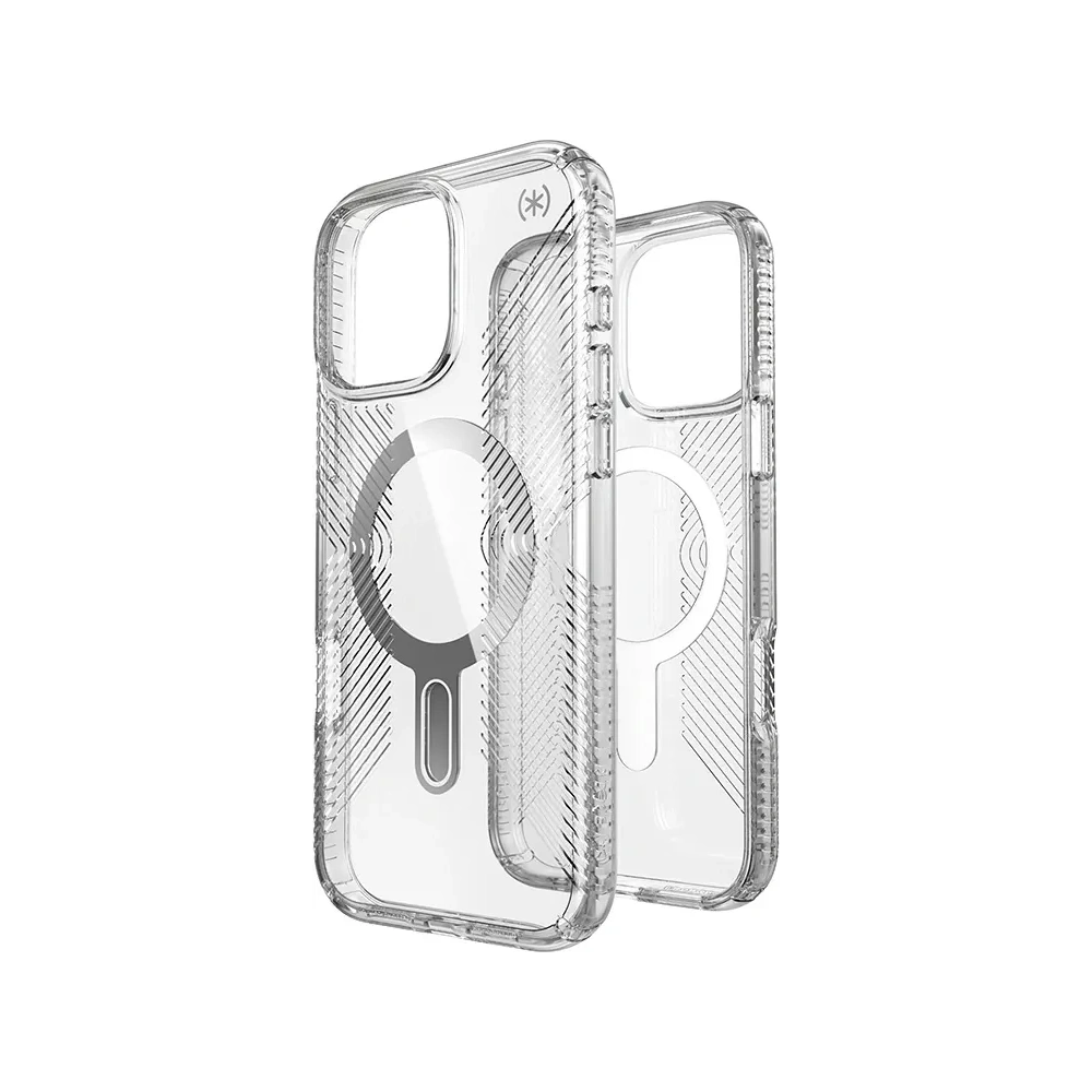 Hurtownia GSM - Speck Presidio Perfect-Clear Grip ClickLock & MagSafe Apple iPhone 16 Pro Max (Čirý / Chromový povrch / Pokojná stříbrná) - SPK696 - {ean13} - Hurt