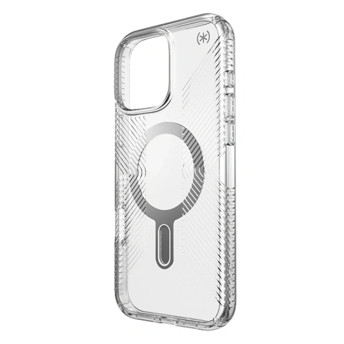 Etui Speck Presidio Perfect-Clear Grip ClickLock & MagSafe Apple iPhone 16 Pro Max (Clear / Chrome Finish / Serene Silver) - iPhone 16 Pro Max - Speck