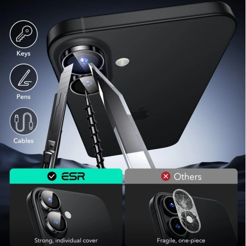 Osłona na aparat ESR Armorite Camera Protector Apple iPhone 16 / 16 Plus Black - iPhone 16 Plus - ESR