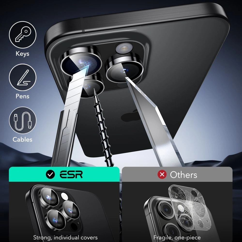 Hurtownia GSM - ESR Ochranný kryt kamery Armorite Apple iPhone 16 Pro / 16 Pro Max Černý - ESR825 - {ean13} - Hurt