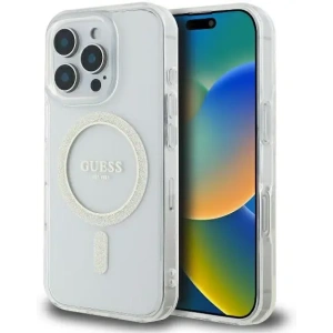 Etui Guess GUHMP16LHFGERET Apple iPhone 16 Pro hardcase IML Glitter Circle MagSafe przeźroczysty - iPhone 16 Pro - Guess