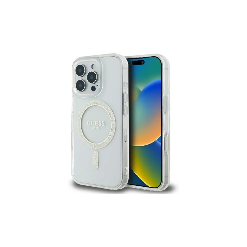 Hurtownia GSM - Guess GUHMP16LHFGERET Apple iPhone 16 Pro carcasă dură IML Glitter Circle MagSafe transparentă - GUE3604 - {ean13} - Hurt