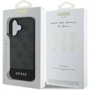 Guess GUHCP16SG4GLGR iPhone 16 6.1" szary/grey hardcase 4G Bottom Stripe - !ZAIMPORTOWANE - Guess