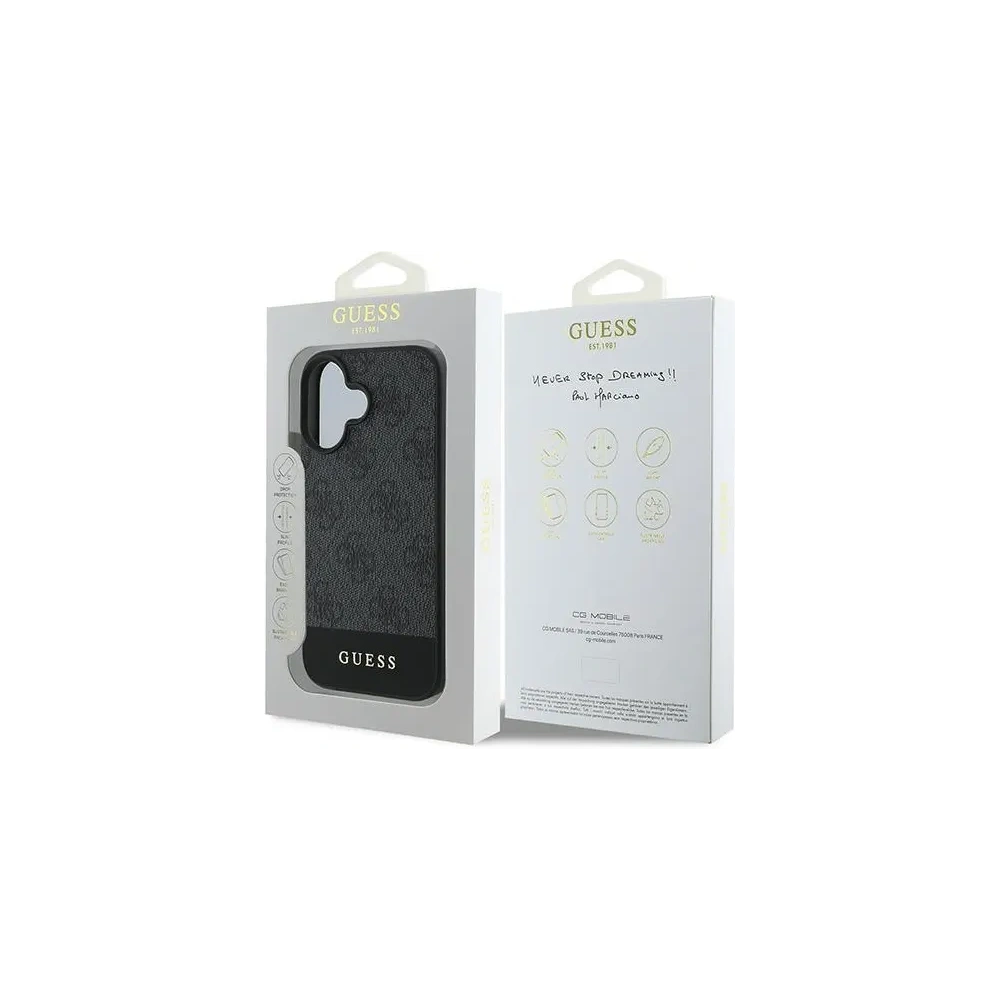 Guess GUHCP16SG4GLGR iPhone 16 6.1" szary/grey hardcase 4G Bottom Stripe - !ZAIMPORTOWANE - Guess
