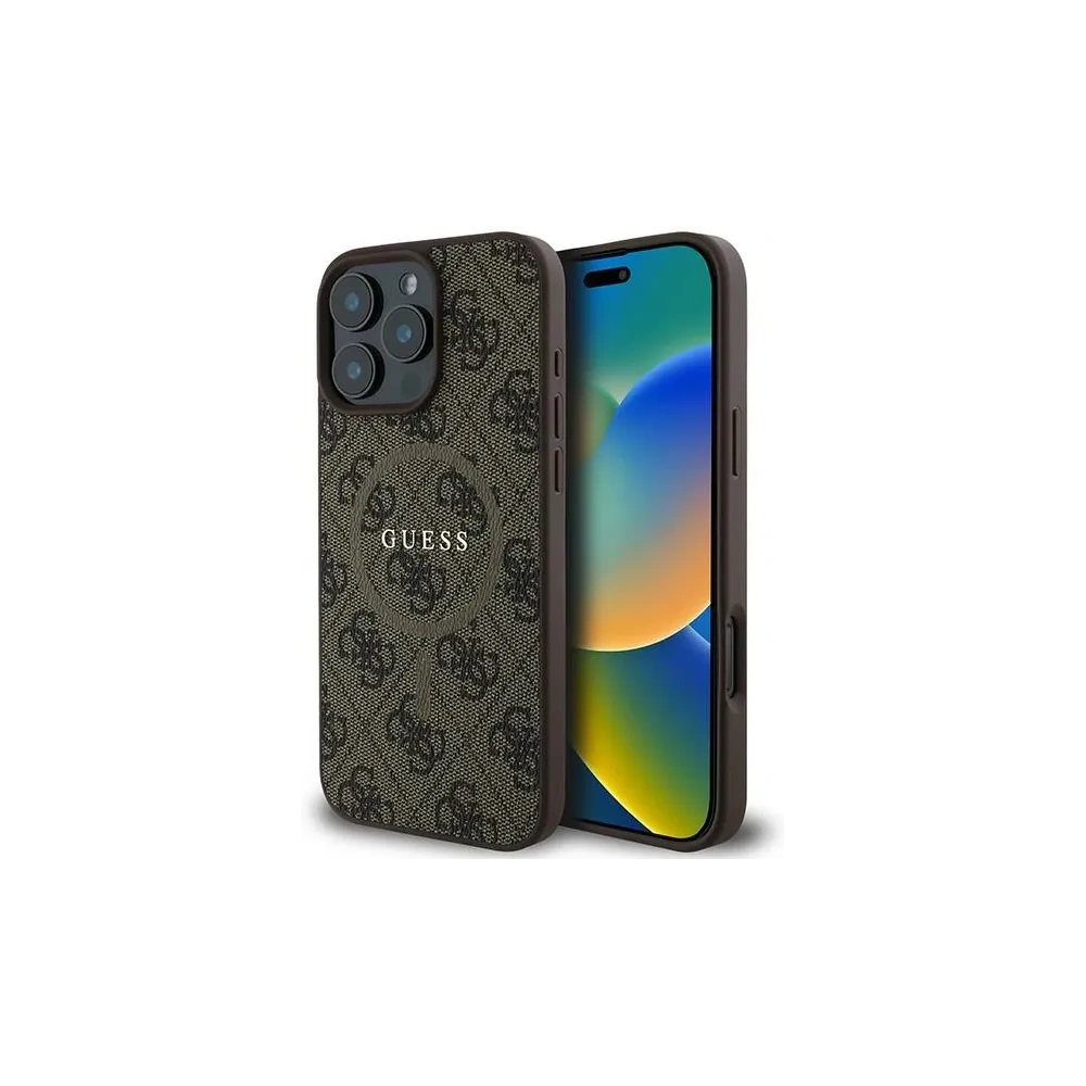 Hurtownia GSM - Guess GUHMP16LG4GFRW Apple iPhone 16 Pro tvrzený kryt 4G Ring Classic Logo MagSafe hnědý - GUE3606 - {ean13} - Hurt
