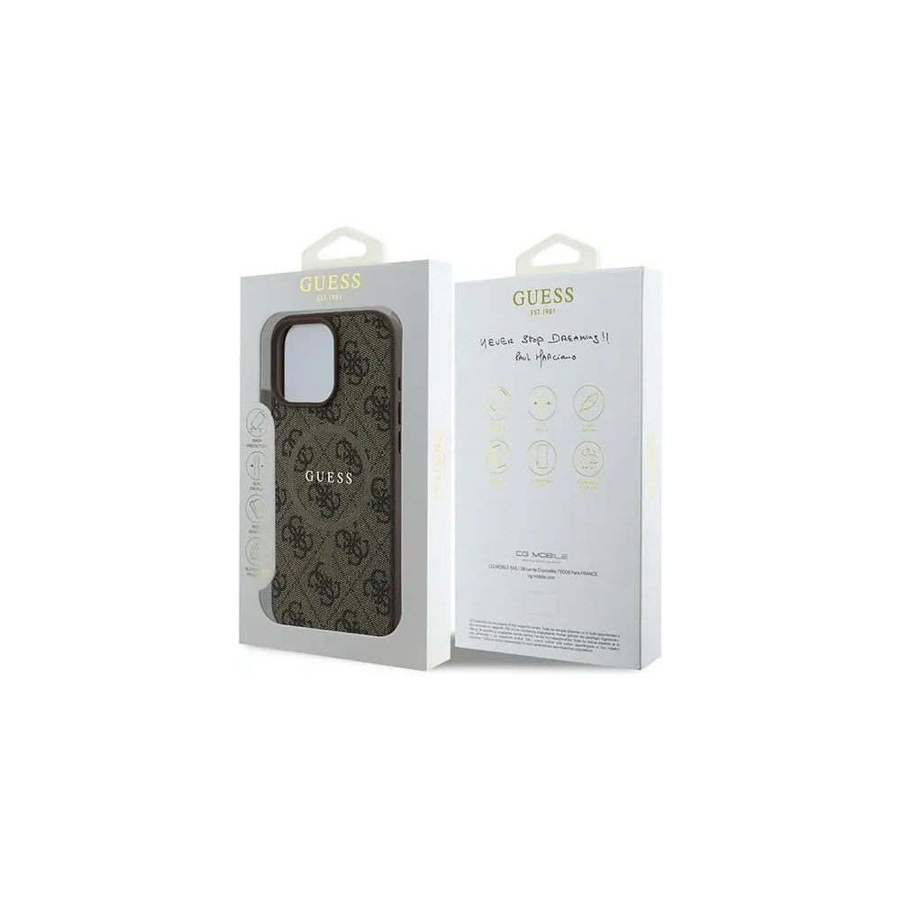 Hurtownia GSM - Guess GUHMP16LG4GFRW Apple iPhone 16 Pro tvrzený kryt 4G Ring Classic Logo MagSafe hnědý - GUE3606 - {ean13} - Hurt