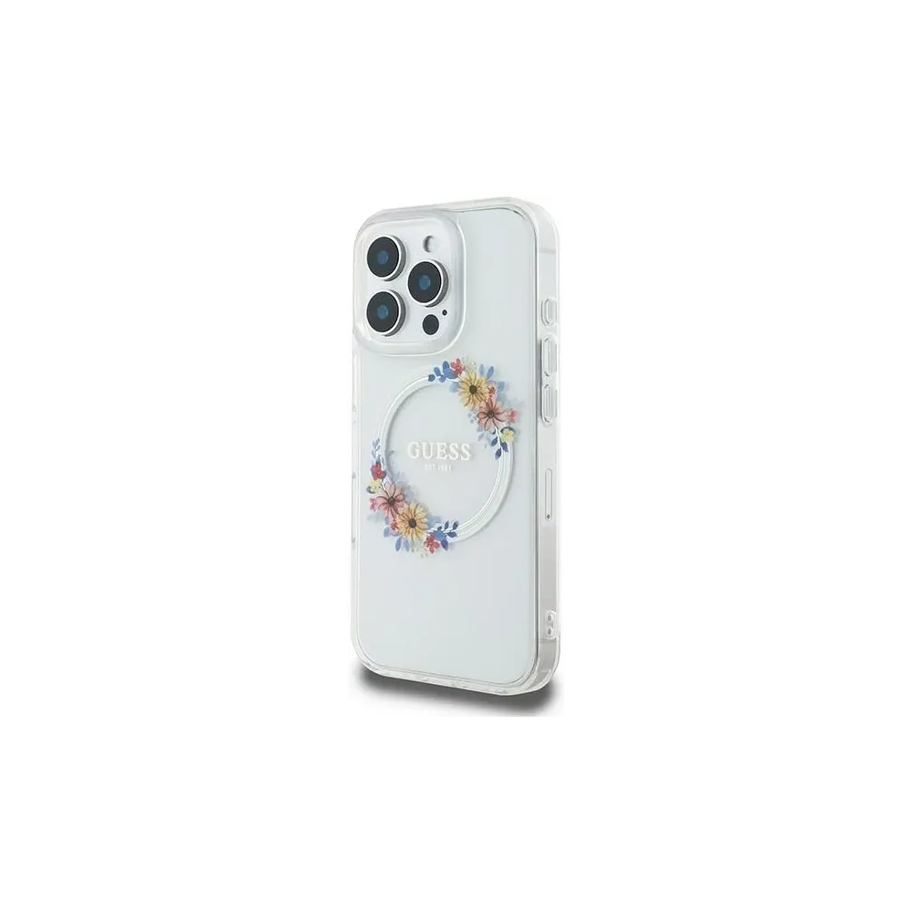 Wholesale Guess GUHMP16LHFWFCT Apple iPhone 16 Pro hardcase IML Flowers Wreath MagSafe clear - GUE3607 - {ean13} - Hurt