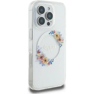 Etui Guess GUHMP16LHFWFCT Apple iPhone 16 Pro hardcase IML Flowers Wreath MagSafe przeźroczysty - iPhone 16 Pro - Guess