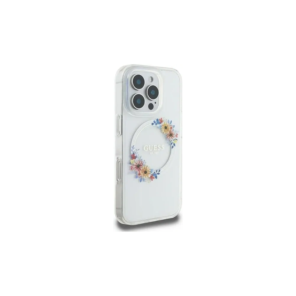 Hurtownia GSM - Guess GUHMP16LHFWFCT Apple iPhone 16 Pro tvrdý obal IML Květy věnce MagSafe průhledný - GUE3607 - {ean13} - Hurt