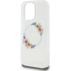 Etui Guess GUHMP16LHFWFCT Apple iPhone 16 Pro hardcase IML Flowers Wreath MagSafe przeźroczysty - iPhone 16 Pro - Guess