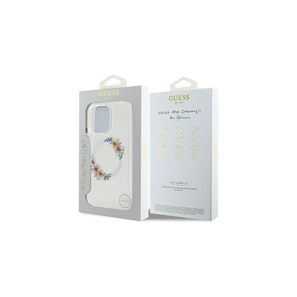 Hurtownia GSM - Guess GUHMP16LHFWFCT Apple iPhone 16 Pro tvrdý obal IML Květy věnce MagSafe průhledný - GUE3607 - {ean13} - Hurt