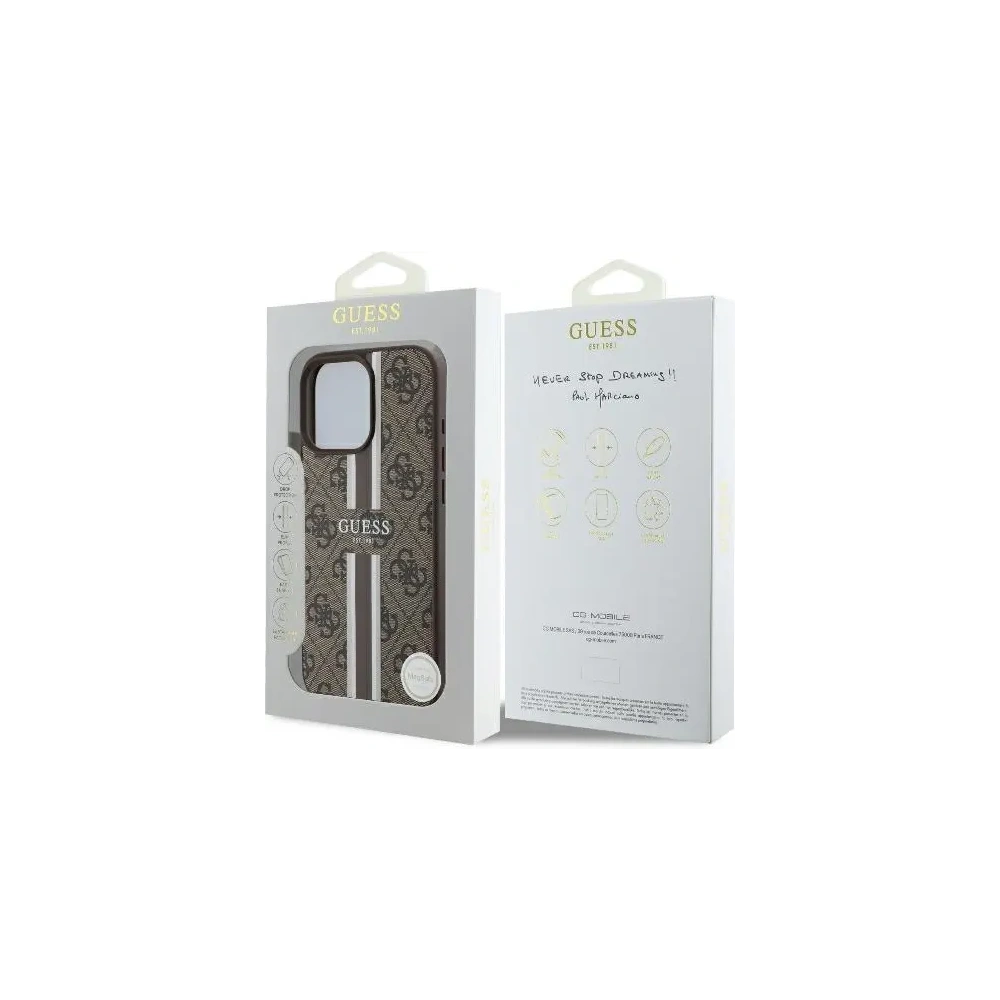 Hurtownia GSM - Guess GUHMP16LP4RPSW Apple iPhone 16 Pro tvrdý obal 4G tištěné pruhy MagSafe hnědý - GUE3608 - {ean13} - Hurt