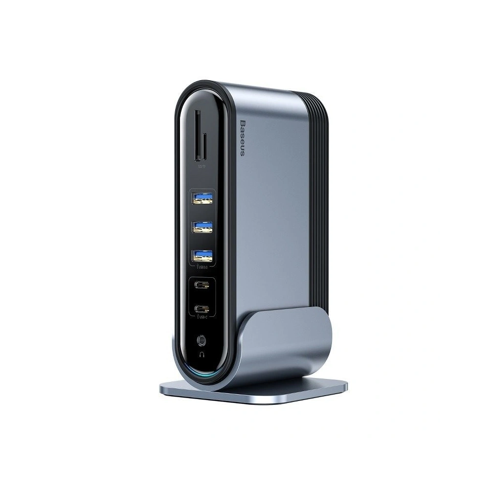 Wholesale Baseus Working Station Three-Screen Multifunctional Type-C HUB Adapter（CN+EU+UK) Dark gray - BSU994 - {ean13} - Hurt