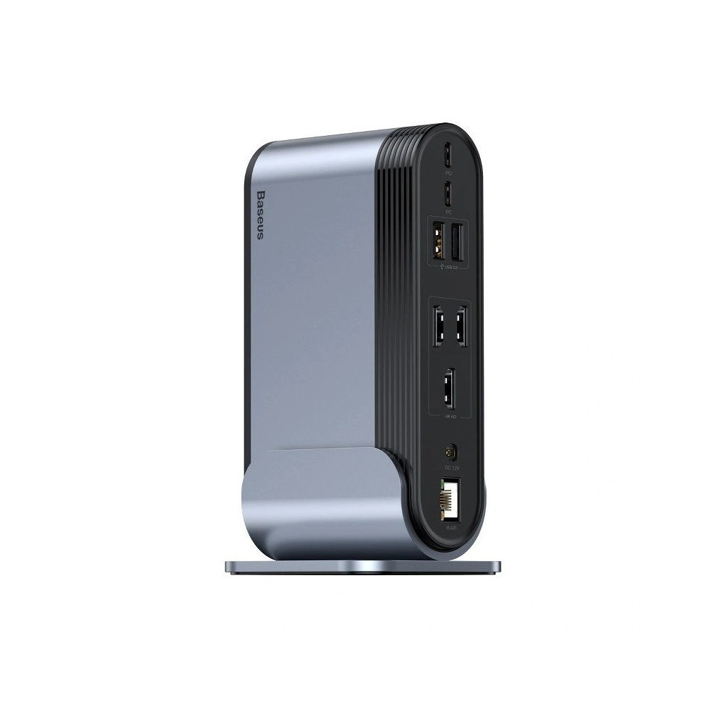 Wholesale Baseus Working Station Three-Screen Multifunctional Type-C HUB Adapter（CN+EU+UK) Dark gray - BSU994 - {ean13} - Hurt