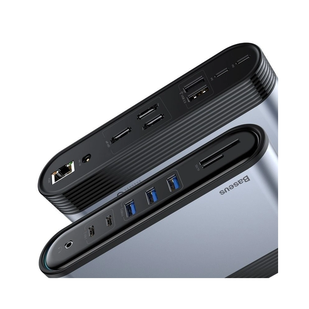 Wholesale Baseus Working Station Three-Screen Multifunctional Type-C HUB Adapter（CN+EU+UK) Dark gray - BSU994 - {ean13} - Hurt