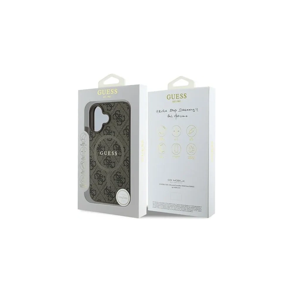 Hurtownia GSM - Guess GUHMP16MG4GFRW Apple iPhone 16 Plus tvrdý kryt 4G Ring Classic Logo MagSafe hnědý - GUE3613 - {ean13} - Hurt