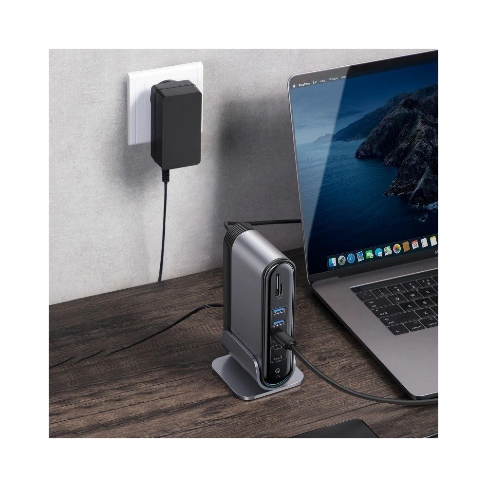 Wholesale Baseus Working Station Three-Screen Multifunctional Type-C HUB Adapter（CN+EU+UK) Dark gray - BSU994 - {ean13} - Hurt
