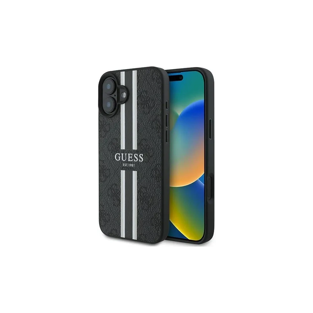Hurtownia GSM - Guess GUHMP16MP4RPSK Apple iPhone 16 Plus Hartschale 4G Bedruckte Streifen MagSafe schwarz - GUE3614 - {ean13} - Hurt