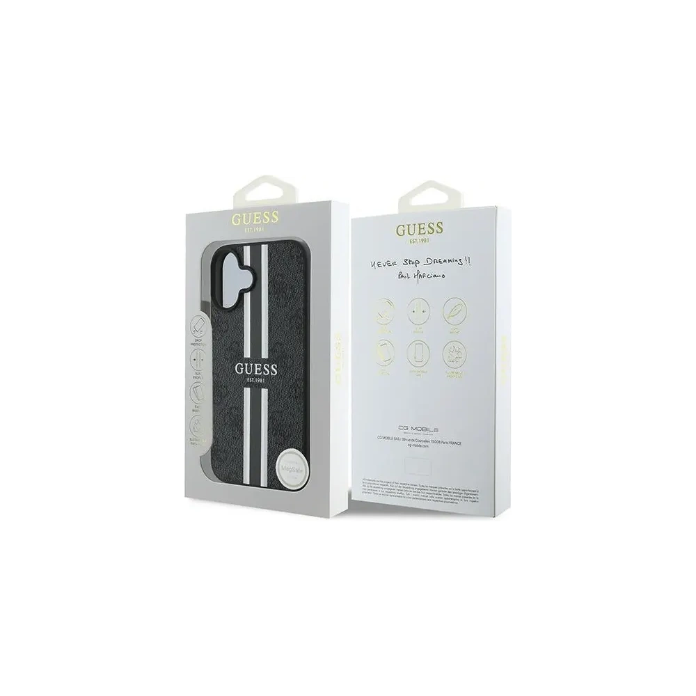 Hurtownia GSM - Guess GUHMP16MP4RPSK Apple iPhone 16 Plus Hartschale 4G Bedruckte Streifen MagSafe schwarz - GUE3614 - {ean13} - Hurt